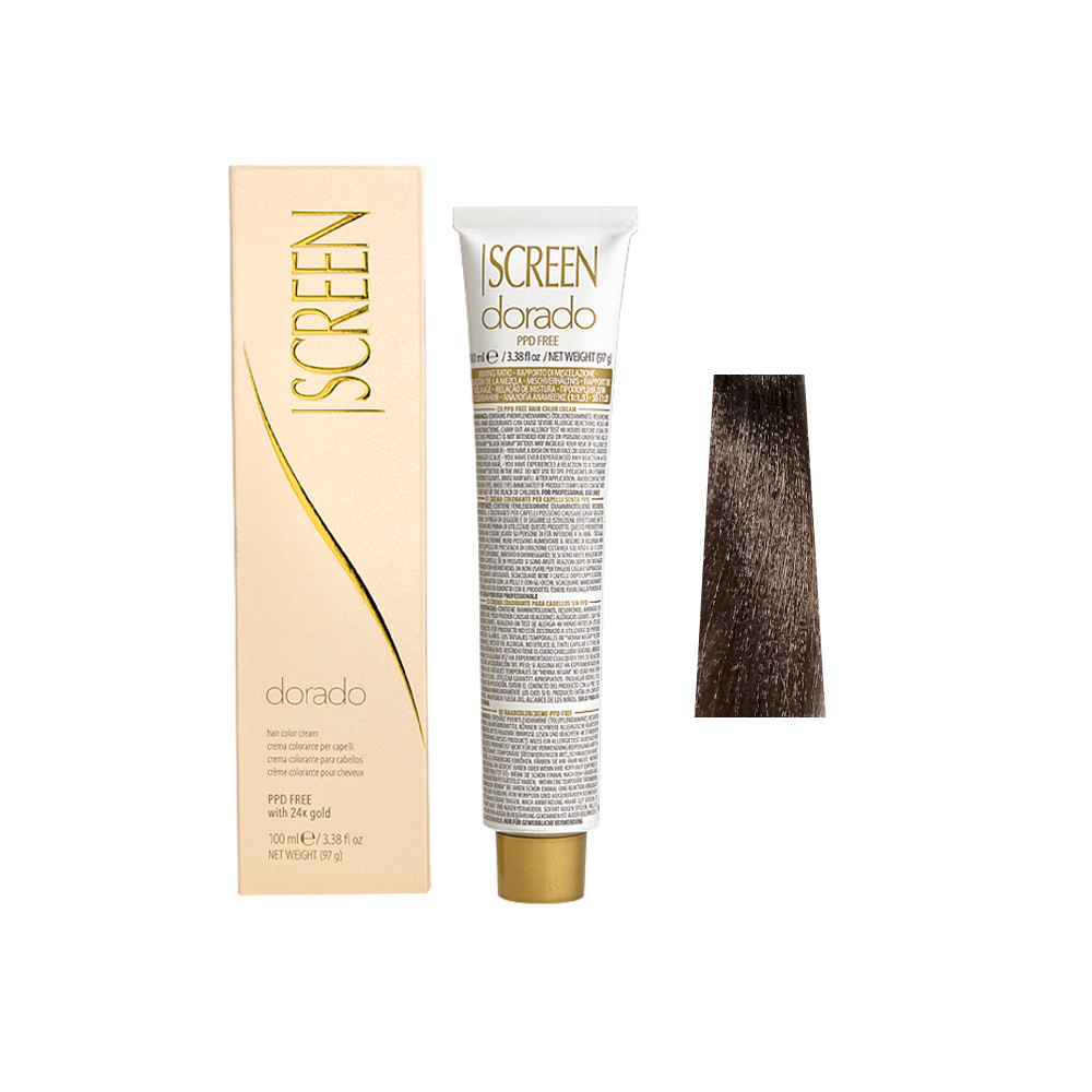 Крем-фарба для волосся перманентна з 24-каратним золотом SCREEN Dorado 7CV (7.12) Violet Аsh Вlonde, 100 ml - 1